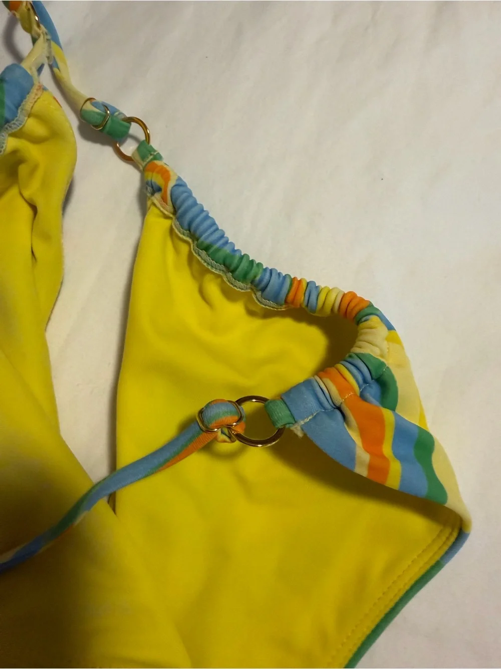Pacsun La Hearts Yellow & Multicolor Swirl Triangle Bikini Top and Bottom set